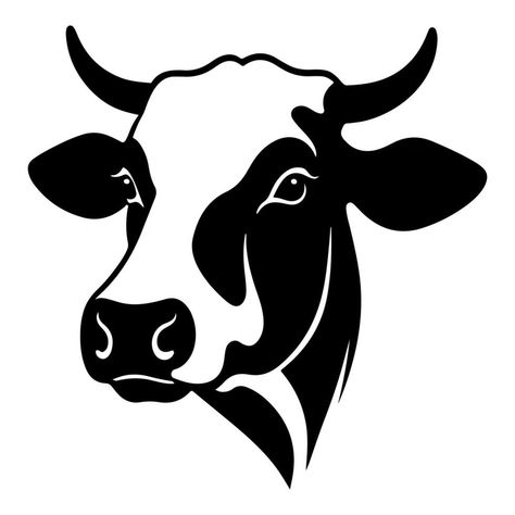 Cow Vector Illustration, Cow Logo Design Ideas, Cow Face Drawing, Cow Head Drawing, Cow Head Silhouette, Cow Outline, Bull Head Logo, Cow Icon, Cow Silhouette