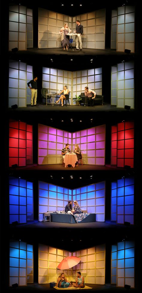 www.zeev-levy.com set design for: Fat / N. Labute dir: Anat Zidkoni set: Zeev Levy costumes: Aviah Bash lighting: Uri Rubinstein Library Theater, JUNE 2014 Sunset Stage Design, High School Set Design, Simple Theatre Set Design, Theater Set Design Ideas, House Set Design, Theatre Lighting Design, Theater Scenography, Theater Stage Design, Lighting Theatre