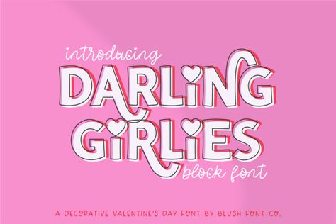 DARLING GIRLIES is a fun Valentine's Day block font that adds a playful twist to your designs. Perfect for spreading love and cheer, its bold and cheerful letters make a statement with every stroke. W... Valentines Day Projects, Girly Fonts, Postcard Mockup, Block Fonts, Block Font, Poster Fonts, Creative Lettering, Graphic Design Fonts, Custom Displays