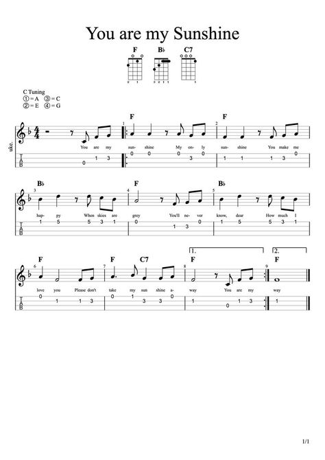 You are my Sunshine Ukulele Melody | Ukulele tabs songs, Ukulele fingerpicking songs, Ukulele fingerpicking You Are My Sunshine Ukulele Tab, Ukulele You Are My Sunshine, You Are My Sunshine Ukulele Chords, Ukulele Sheet Music Easy, Uke Fingerpicking Songs, Ukelele Tabs Songs, Ukulele Fingerpicking Songs Tab, Uke Tabs Fingerpicking, Ukulele Songs Sheet Music