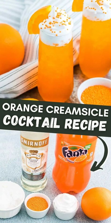 Orange Creamsicle Cocktail, Creamsicle Cocktail, Creamsicle Drink, Whipped Cream Vodka, Fun Drinks Alcohol, Alcholic Drinks, Summer Drinks Alcohol, Cocktail Drinks Alcoholic, Orange Drinks