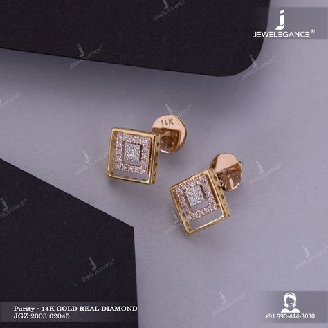 Gold Stone Earrings Designs, Gold Stud Designs, Stud Gold Earrings For Women, One Stone Earrings Gold, Gold Small Earrings Studs, Small Diamond Earrings Studs, Real Diamond Earrings Studs, Earings Design Modern, Small Earrings Diamonds