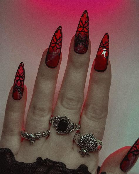 Vampy Nails, Vampire Nails, Horror Nails, Witchy Nails, Halloween Acrylic Nails, Gothic Nails, Goth Nails, Edgy Nails, Grunge Nails