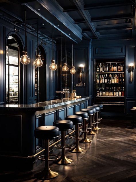 Bar interior design by ercüment aydın - Playground Blue Bar Ideas, Lounge Bar Interior Design Modern, Members Club Aesthetic, High End Bar Design, 60s Restaurant Interior, European Bar Design, Rustic Bar Interior, Back Bar Design Restaurant, Bar Tables Ideas