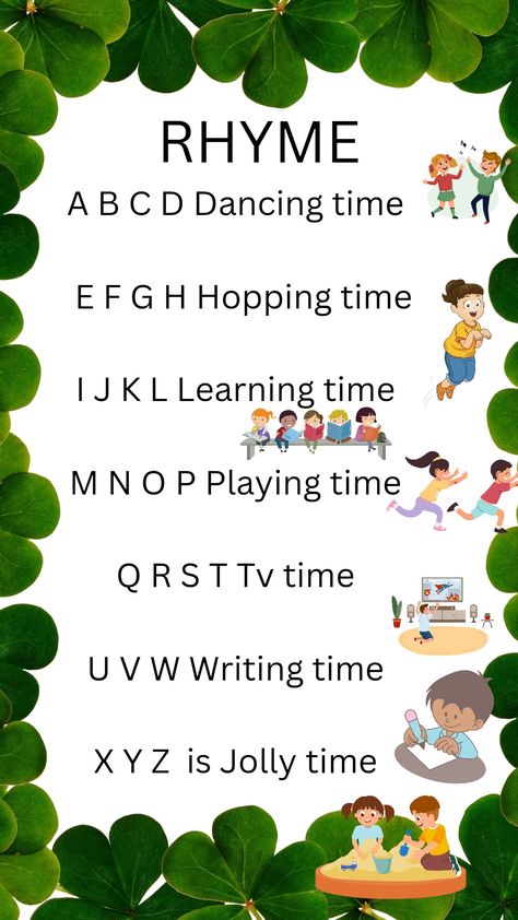 ABCD rhyme for nursery kids New Rhymes For Kindergarten, English Rhymes For Nursery, Nursery Poems Kids Songs, Rhythm Songs For Preschoolers, Easy Rhymes For Kindergarten, English Rhymes For Kids Kindergarten, English Rhymes For Class 1, Activity For Nursery Kids, Rhymes For Kids Preschool