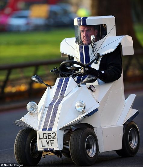 To infinity and beyond! Jeremy Clarkson looks like a character from Toy Story as he drives round Mayfair in futuristic car Top Gear Funny, Top Gear Uk, Jeremy Clarkson, Car Memes, Weird Cars, Seinfeld, Top Gear, Futuristic Cars, To Infinity And Beyond