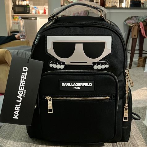 Brand New With Tags Perfect Condition This Model Is From The Travel Line Let’s Go From Karl Lagerfeld Paris Karl Lagerfeld Bags, Karl Lagerfeld Paris, Travel Backpack, Karl Lagerfeld, Backpacks, Black White, Paris, Brand New, Black And White