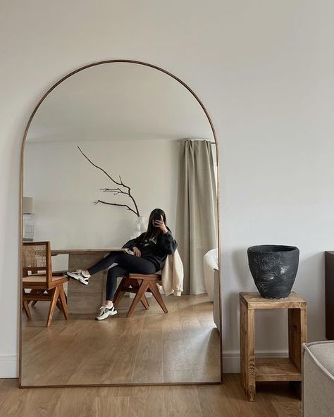 Lauren Grace, Large Bedroom Mirror, Gold Arch Mirror, Bridal Boutique Interior, Bali Style Home, Wood Mirrors, Cosy Autumn, House Organisation, Salon Suites