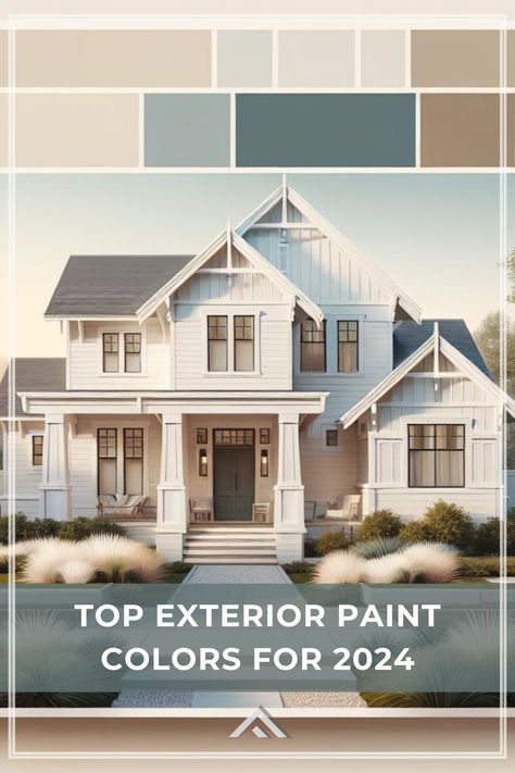 Earthy tones will dominate as top choices for exterior paint colors in 2024. Stay in touch with what's in with our top home paint colors as we head into the new year. Color Palette For Exterior Of Home, 2024 House Paint Colors, Two Tone Exterior Paint Colors For House, Almond Color House Exterior, Trending House Colors Exterior Modern, Trending House Colors, Ranch Home Paint Colors Exterior, 2024 Home Exterior, Top Exterior Paint Colors