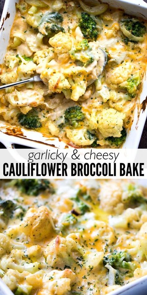 Cauliflower And Broccoli Casserole, Cauliflower And Broccoli Bake, Broccoli Cauliflower Recipes, Cauliflower And Broccoli, Cauliflower Casserole Recipes, Vegetable Casserole Recipes, Broccoli Bake, Veggie Casserole, Cheesy Cauliflower