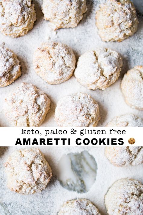 Gluten Free, Paleo & Keto Amaretti Cookies #keto #glutenfree #cookies #paleo #healthyrecipes Gluten Free Almond Cookies, Salted Chocolate Chip Cookies, Amaretti Cookies, Dessert Cookies, Keto Christmas, Paleo Cookies, Double Chocolate Chip Cookies, Gluten Free Christmas, Low Carb Cookies