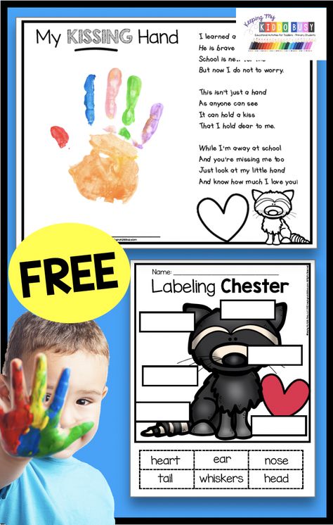 Back To School Activities For Kindergarten Fun, Back To School Stories For Kindergarten, This Is Me In September Kindergarten, Kindergarten August Crafts, My First Week Of Preschool, Kissing Hand Poem Free Printable, First Week Of School Math Activities For Kindergarten, The Kissing Hand Kindergarten, Here Are My Hands Book Activities