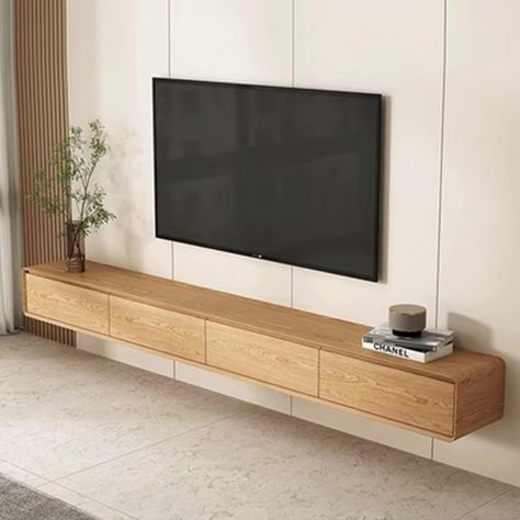 Hanging Tv Console Ideas, Wall Mounted Media Unit, Simple Tv Console, Tv Console Wall, Simple Tv Unit, Tv Console With Storage, Wall Mounted Tv Stand, Wall Mounted Console, Simple Tv Stand