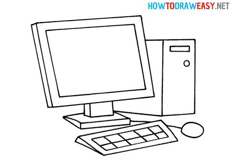 How to Draw Computer for Beginners #Desktop #Drawing #Computer #PC #Cpu #Mouse #Keyboard #EasyDrawing #DrawingforKids #ElementaryDrawing #Monitor #Screen #Sketching #Sketch Monitor Drawing Computer, Desktop Computer Drawing, Computer Set Up Drawing, Cpu Drawings Computer, Computer Drawing Sketches, Computer Drawing Easy, Draw A Computer, Monitor Drawing, Keyboard Drawing