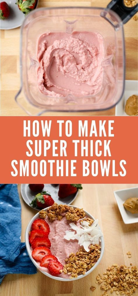 How to Make Super Thick Smoothies? If you want to make super thick smoothie bowls at home, so take now 21 days smoothie diet program. please click this link: smoothie bowl, smoothie diets, smoothie recipes, smoothie diets for weight loss, smoothie diets reviews, smoothie yummy, weight loss results, #smoothiebowl #smoothiediet #smoothierecipes #smoothieforweightloss #weightloss #fatloss #smoothieyummy #flatbelly #dietplan #mealplan #recipes #ketosmoothie #weightlosstips #fatlosstips #ketodiets Dinner Smoothie Bowl, Thick Creamy Smoothie Recipes, How To Make Smoothie Bowls Thick, Homemade Smoothie Bowl Recipe, Think Smoothie Bowl Recipe, Frozen Smoothie Bowl Recipe, Smoothie Bowl Prep, Smoothie Bowl With Oats, Playa Bowls Recipe Banana Base