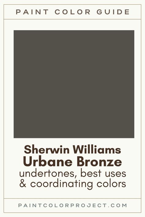 Sherwin Williams Urban Bronze Color Palette, Bronze Paint Color Accent Walls, Gray Brown Paint Color Sherwin Williams, Urbane Bronze Sherwin Williams Coordinating Colors, Brown Front Door Paint Sherwin Williams, Colors That Go With Urbane Bronze Accent Wall, Bronze Brown Paint Color, What Colors Go With Urbane Bronze, Colors To Go With Urbane Bronze