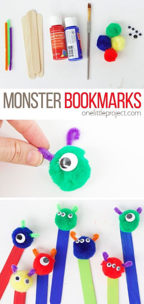 School Age Crafts, Monster Bookmark, School Age Activities, Monster Crafts, Back To School Crafts, School Craft, Easy Arts And Crafts, Daycare Crafts, Classroom Crafts