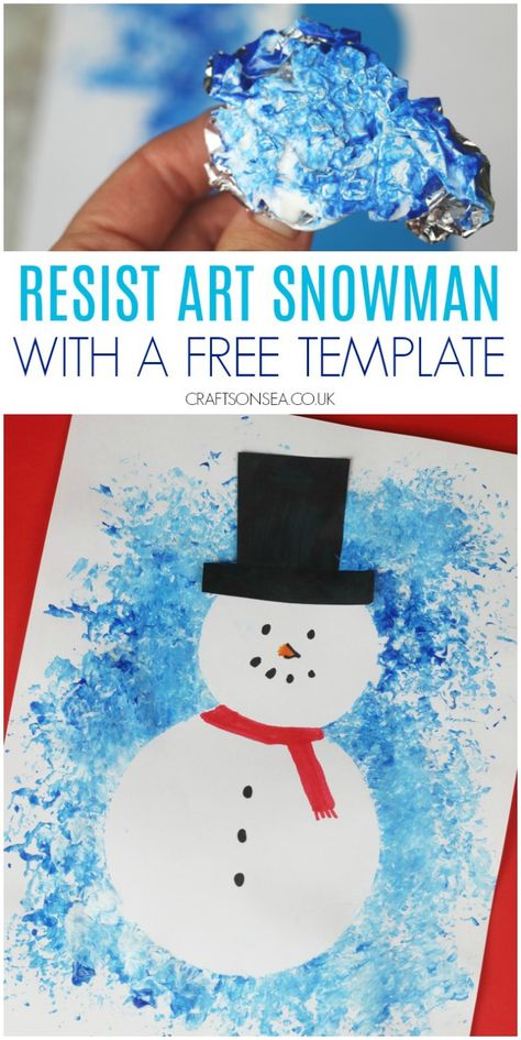 resist art snowman craft with free template Snowman Art For Kids, Snowman Crafts Preschool, Resist Art, Winter Crafts Preschool, Snowman Art, Jul Diy, Winter Activities Preschool, January Crafts, Snowman Craft