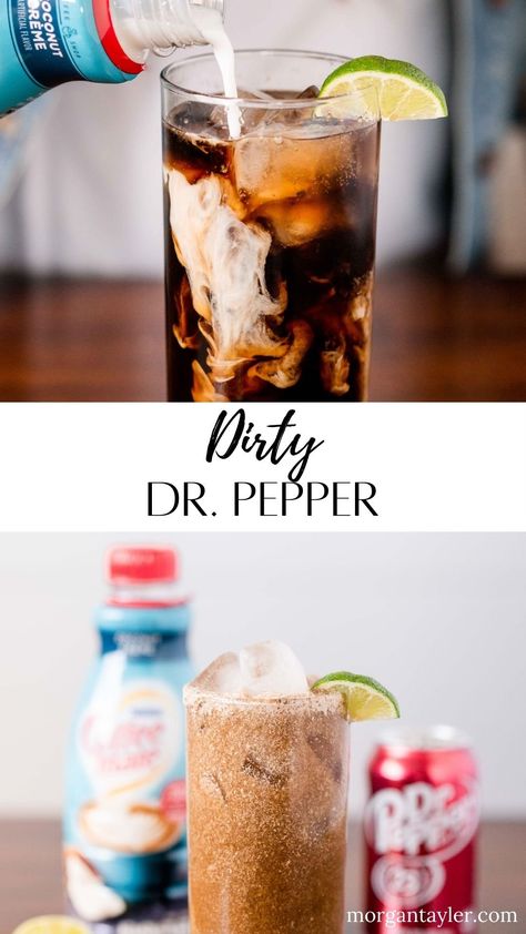 Utah Soda, Dr Pepper Drink, Dirty Dr Pepper, Dirty Diet Coke, Soda Drinks Recipes, Cocktail Amaretto, Coke Recipes, Sonic Drinks, Coke Drink