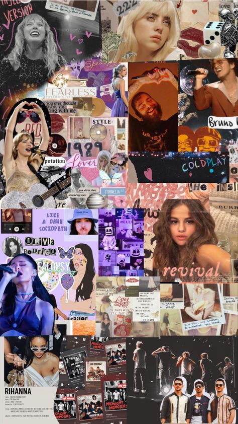 Famous Wallpaper Aesthetic, Music Artist Collage Wallpaper, Celebrity Collage Aesthetic, Picsart Collage Ideas Aesthetic, Famous Person Aesthetic, Pop Music Aesthetic Wallpaper Spotify, Musician Wallpaper Aesthetic, Pop Artist Aesthetic, Singers Wallpaper Aesthetic