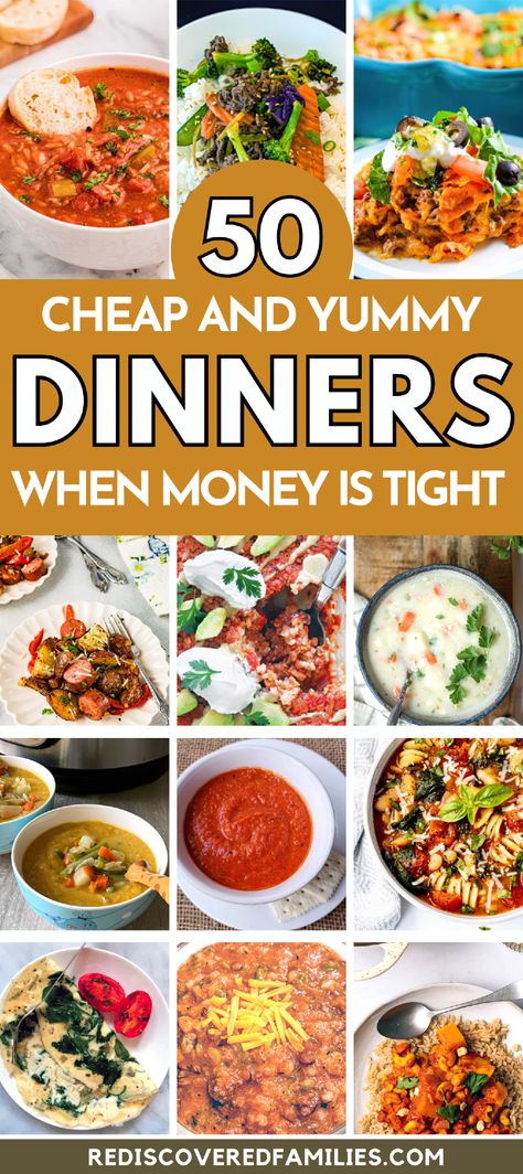 Need cheap meals for a big family? These 50-budget dinner ideas will satisfy even the pickiest eaters without breaking the bank. From super cheap weeknight dinners to hearty, comforting meals, you'll find plenty of affordable, easy meals on a budget. Perfect for large families, these dishes are easy to make and flavorful, ensuring that mealtime is enjoyable and stress-free. Try these budget-friendly meals to keep your grocery bill in check while serving up delicious, filling dishes. Inexpensive Meals For One, Big Family Dinner Ideas Budget, Good Meals On A Budget, Super Easy Dinner For One, Easy Dinners Big Family, Casseroles For Big Families, Healthy Easy Dinner Recipes For One, Cheap And Easy Meals For One, Easy And Inexpensive Dinner Ideas