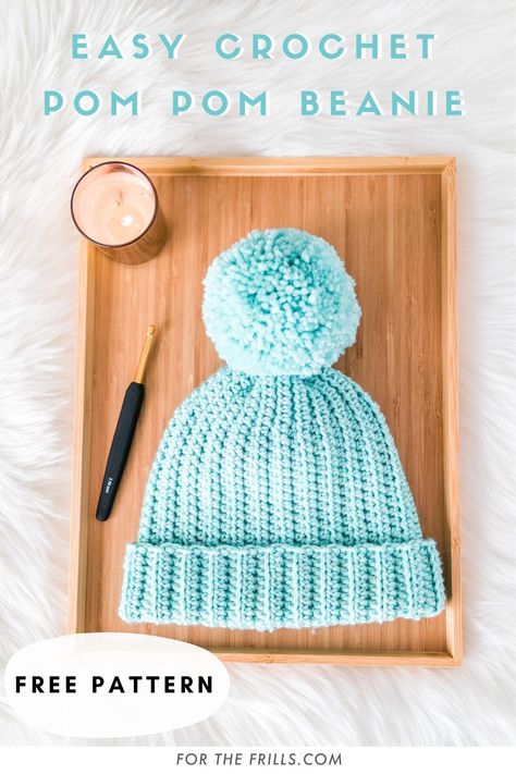 Crochet Baby Pompom Hat Pattern, Crochet Pom Beanie, Toddler Pom Pom Hat Crochet Pattern, Beanie Pom Pom Diy, Crochet Beanie With Pom Pom Free Pattern, Bubble Hat Crochet Free Pattern, Crochet Hats With Pom Poms, Pom Pom For Beanie, Crochet Beanie Pom Pom