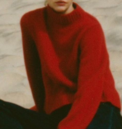 Red Sweater, A Woman, Pants, Red, Black, Trousers