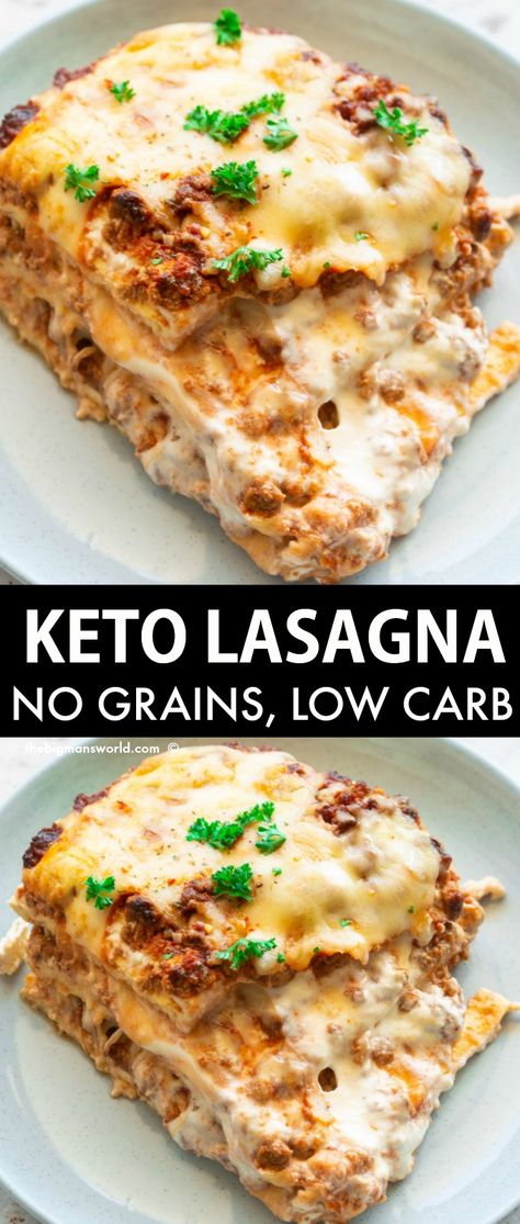 Keto Lasagna made with homemade low carb lasagna noodles and baked to perfection- Creamy, cheesy and comforting, it's a delicious vegetarian keto comfort food! Keto Comfort Food, Keto Quiche, Low Carb Lasagna, Desayuno Keto, Keto Lasagna, Low Carb Low Fat Recipes, Desserts Keto, Lasagna Noodles, Breakfast Low Carb