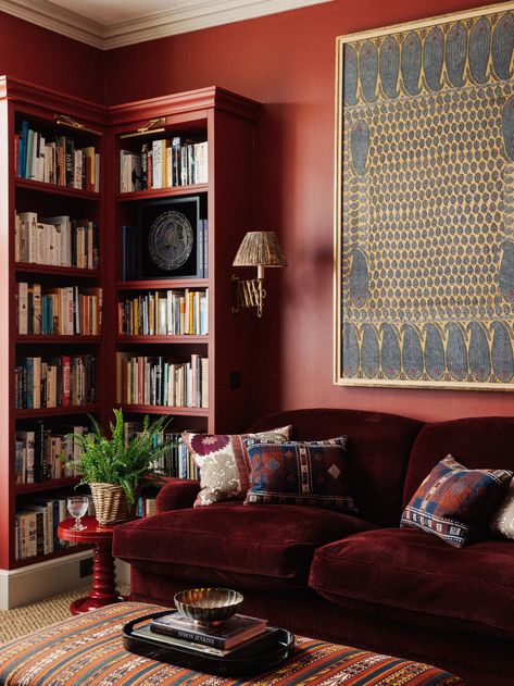 Design ideas for tonal and monochrome spaces | House & Garden Emma Burns, Burgundy Room, Colour House, Moody Decor, Master Art, Sofa And Chair Company, Tudor Revival, Living Room Red, London Flat