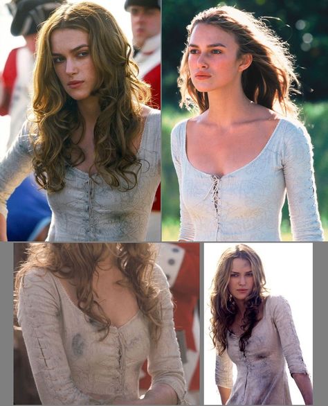 Keira Knightly - In character as "Elizabeth Swann" on the set of "Pirates of the Caribbean: The Curse of the Black Pearl", 2003 Kiera Knightly Pirates Of The Caribbean Hair, Kiera Knightly Pirates Of The Caribbean Costume, Pirates Of The Caribbean Kierra Knightly, Pirates Of The Caribbean Keira Knightley, Keira Knightley Hair Pirates Caribbean, Kiera Knightly Pirates Of The Caribbean, Elizabeth Pirates Of The Caribbean Costume, Keira Knightly Pirates Of The Caribbean, Elizabeth Swann Makeup