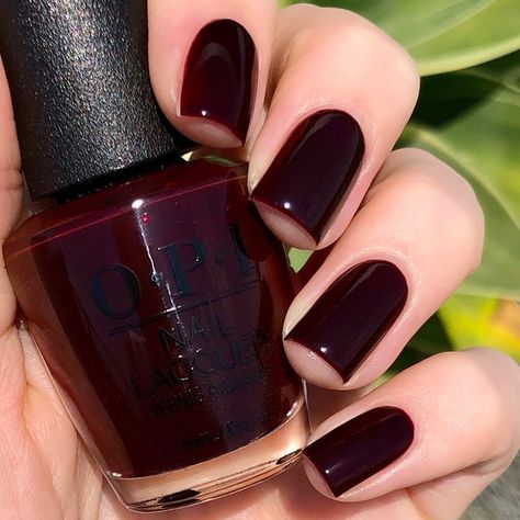 OPI on Instagram: “#DarkNails in summer because wine not?🍷@emmaheartssnails Shade: #ComplimentaryWine   #DarkNails #MuseofMilan #QuaratineNails #OPIObsessed…” Opi Burgundy Nail Polish, Opi Burgundy, Nail Polish Names, Burgundy Nail Polish, Polish Names, Dark Red Nails, Opi Nail Colors, Wine Nails, Maroon Nails