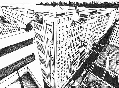 3 Point Perspective on Behance 3 Point Perspective Drawing Buildings, Perspective Drawing Buildings, 3 Point Perspective Drawing, Drawing Buildings, Drawing City, 3 Point Perspective, Three Point Perspective, Perspective Sketch, Point Perspective