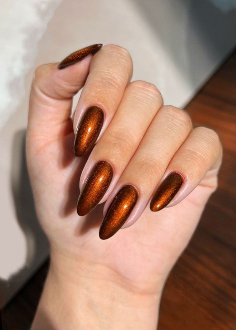 Copper Nails Designs, Bronze Nails, Copper Nails, Brown Nail Polish, Brown Nail, Spring Nail Polish, Fall Nail Colors, Brown Nails, Hot Nails