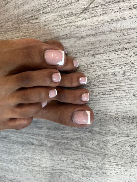 Micro French Pedicure, Pedicure For Black Women, Pedicure On Black Women, Black Feet Nails Pedicures, Black Woman Pedicure, French Pedicure Black Women, French Tips Pedicure, French Toes Black Women, Black Feet Pedicure