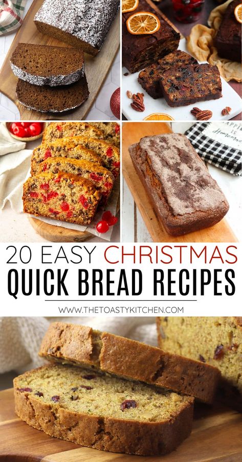 20 easy Christmas quick breads, a recipe roundup by The Toasty Kitchen. Looking for an easy, reliable, and unique quick bread recipe for the holidays? Today I'm sharing 20 easy Christmas quick breads that are perfect for sharing and gifting! #quickbreads #christmas #quickbread #bread #breadloaf Christmas Quick Breads, Flavored Bread, Christmas Bread Recipes, Bread Gifts, Easy Eggnog, Cherry Bread, Quick Bread Recipes Easy, Quick Bread Recipe, Best Christmas Desserts