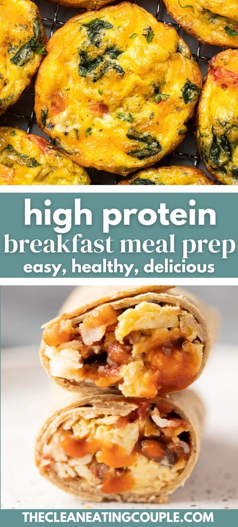 High Protein Breakfast Meal Prep (Easy, Healthy, Delicious) Whether you're looking for a high protein breakfast ideas with eggs or without we've got options! Most are quick and easy and work great for meal prep too! Protein Breakfast Prep Ideas, High Protein Premade Breakfast, Breakfast Bowl High Protein, Breakfast Ideas For Non Breakfast Eaters, Protein Breakfast Recipes Meal Prep, To Go Protein Breakfast, Healthy Grab And Go Breakfast Ideas, High Protein Low Calorie Breakfast Prep, Protein Breakfast Eggs