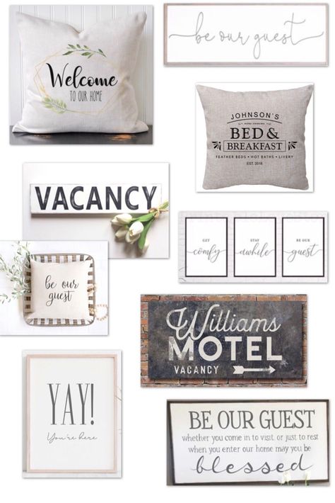 Find out the essentials you need for a cozy guest room including creating a welcome basket  plus, all the cutest guest room bedding, décor and signs including farmhouse, modern and boho. #guestroom Cobblestone House, Guest Room Baskets, Cozy Guest Room, Relaxing Bedding, Guest Room Sign, Be Our Guest Sign, Cozy Guest Rooms, Welcome Basket, Blessed Sign