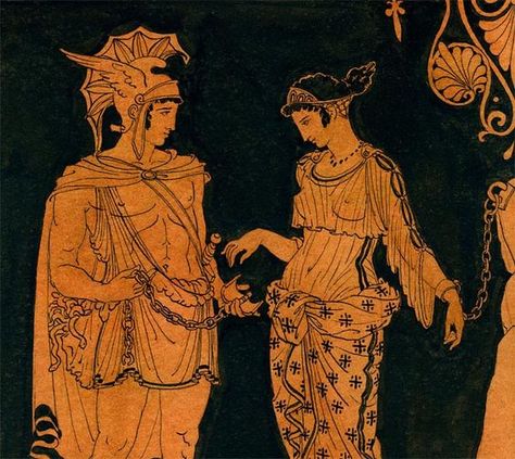 Ancient Greek Art Pottery, Greek Ancient Art, Ancient Art Aesthetic, Andromeda Greek Mythology, Perseus Art, Andromeda And Perseus, Greek Drawings, Ancient Greek Aesthetic, Perseus And Andromeda