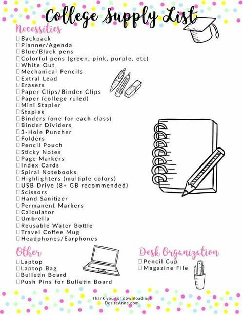 Checklist For College, College Supply List, College School Supplies List, College Dorm Checklist, Back To University, College Packing Lists, College Checklist, College Supplies, School Checklist