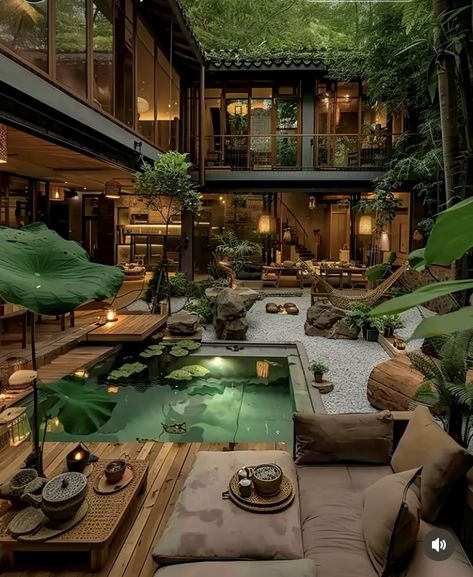 Plant Modern House, Modern Indonesian House, House Filled With Plants, House Inspiration Outside, Plant House Interior, Jungle House Exterior, Jungle House Interior, Jungle House Architecture, Jungle House Aesthetic