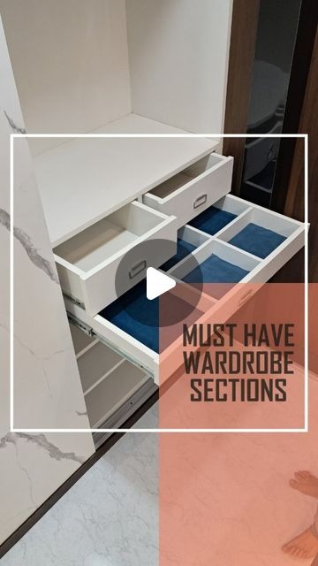 Bhushan Bargat Designs on Instagram: "SOMETHING DIFFERENT FOR YOUR WARDROBE... A secret drawer for storing things you wish to keep safe & hidden; and a pull out tray for you watches, ties and cuff links. #interiordesign #interior #wardrobe #secretdrawer #accessories #instagram #instareels #viralreels #trending #nagpur" Cupboard Ideas Inside, Wardrobe Accessories Drawer, Furniture Cupboard Design, Wardrobe Design From Inside, Hidden Drawer Ideas, Wardrobe Drawers Ideas, Cupboard Drawers Ideas, Store Room Door Design, Wardrobe Inside Design Storage Indian