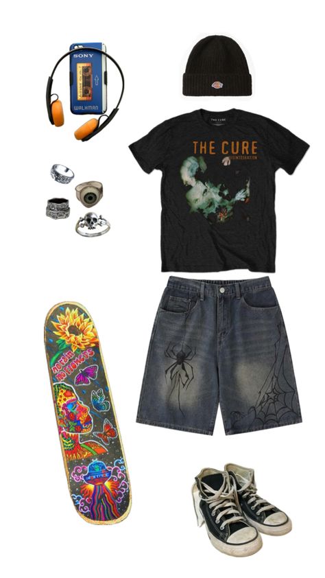 Indie skater boy Indie Skater Boy, Indie Boy Outfits, Summer Jorts, Skater Fits, Skater Outfit, Skater Outfits, Smells Like Teen Spirit, Skater Boy, Boys Summer Outfits