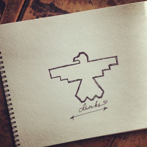 Simple Thunderbird Tattoo, Thunderbird Drawing, Thunderbird Tattoo, Dierks Bentley, Western Tattoos, Doodle Tattoo, Southwestern Art, Diy Tattoo, Line Art Tattoos