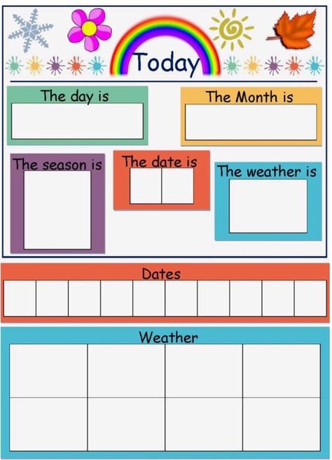 Day Chart Preschool, Diy Kindergarten Learning Charts, Today Is Chart Preschool, Kindergarten Weather Chart, Whos Here Today Chart Preschool, All About Today Chart For Preschool, Daycare Charts, Colours Chart For Preschool, All About Today Chart