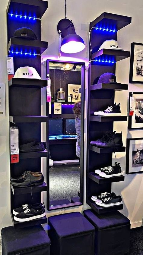 Hypebeast Room Ideas, Sneakerhead Room, Mens Bedroom Decor, Hypebeast Room, Teenage Boy Room, Shoe Room, Luxury Room Bedroom, Chill Room, Boy Bedroom Design