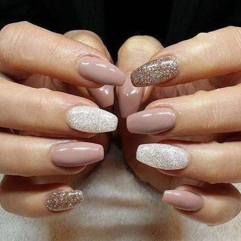 Classy and easy,brown and nude #nail #nailart #glitter #womentriangle Cute Easy Nail Designs, Nails 2016, Gel Pedicure, Cute Simple Nails, Gel Nail Design, Winged Liner, Winter Nail, Beautiful Nail Designs, Gorgeous Nails