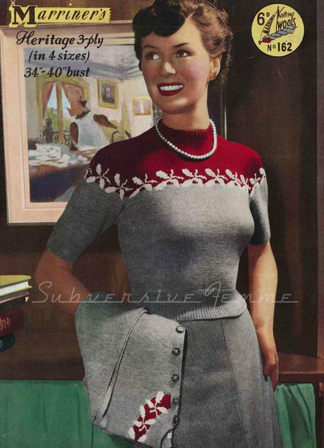 Maglia Fair Isle, Fair Isles, Vintage Knitwear, Jumper Patterns, Crochet Vintage, Vintage Knitting Patterns, Hat Set, Twin Set, 1940s Fashion