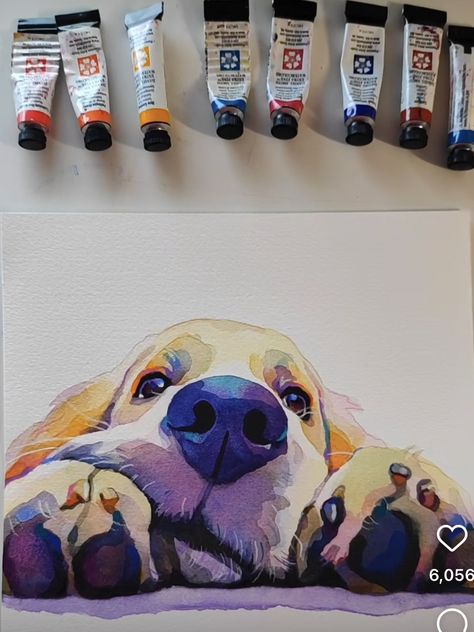 Watercolor And Pen Art Animals, Dog Watercolour Painting, Watercolor Dog Painting, Dog Paintings Easy, Dog Art Diy, Childrens Book Illustrations, Painting Dogs, Dog Watercolor Painting, Dog Watercolor