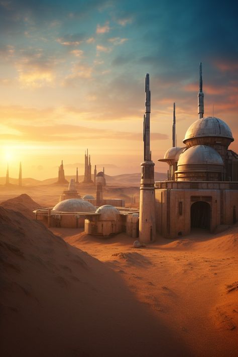 Tatooine Concept Art, Tatooine Bedroom, Star Wars Cities, Tatooine Wallpaper, Sci Fi Outpost, Starwars Concept Art, Tatooine Aesthetic, Star Wars Scenery, Tatooine Art