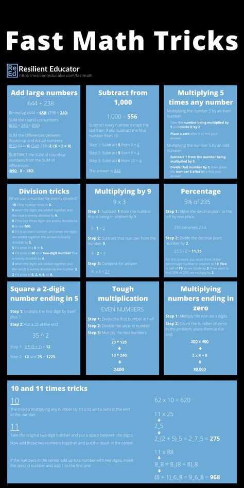 Mental Math Tricks, How To Do Math, Cool Math Tricks, Math Genius, Math Charts, Study Tips For Students, Learning Mathematics, Math Tutorials, Study Flashcards